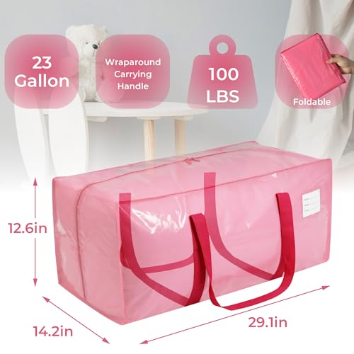 VTSVTS 6 Pack Extra Heavy Duty Large Moving Bags with Comfortable Handle & Strong Zipper,Storage Totes for Space Saving Moving Storage College Supplies Alternative to Moving Box,Pink - color: Jelly Pink, size: 6 Pcs
