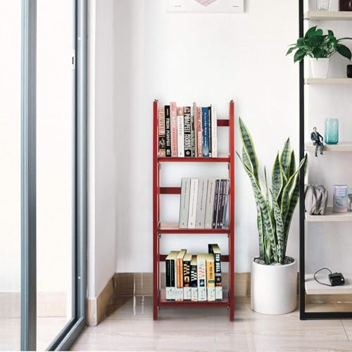 HomeStock 3-Shelf Stackable Folding Office Wood Furniture Bookcase, Contemporary Home and Office Furniture, Sturdy Wooden Shelving Storage Mahogany/14 inch - color: Mahogany, size: 14 inch