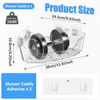 Acrylic Corner Shower Caddy, Strong Adhesive Shower Organizer Clear Wall Mounted Bathroom Shelf No Drilling Basket Rack for Bathroom Kitchen Dorm Toilet