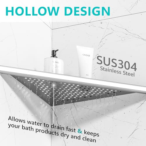 Qeke Bathroom Corner Shelf, Recessed 12" Shower Shelf Caddy, SUS304 Stainless Steel Shelf Wall Mount Triangular, No Drilling, Brushed Nickel - color: Brushed Nickel, size: 12"- 1 Pack