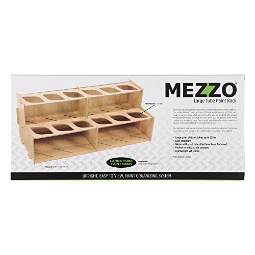 HG Art Concepts Mezzo Artist Paint & Brush Rack - Wood Grain Laminate Multi Layer Desk Stand Professional Storage Display Organizer for paintbrushes and Large Tubes