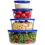 Vtopmart 4 Pack Glass Bowls with Lids (1, 2, 4, 7 Cup), Food Storage Containers, Meal Prep and Leftovers Keeper, Lunch Container, Microwave, Dishwasher & Freezer Safe