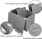popoly 2 Pack Large Toy Box Chest with Lid, Collapsible Sturdy Toy Storage Organizer Boxes Bins Baskets for Kids, Boys, Girls, Nursery, Playroom, 25"x13" x16" (Linen Gray) - color: 2Pack Large Grey