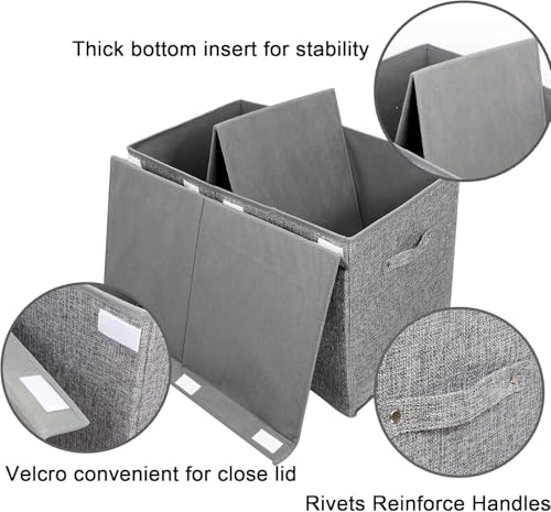 popoly 2 Pack Large Toy Box Chest with Lid, Collapsible Sturdy Toy Storage Organizer Boxes Bins Baskets for Kids, Boys, Girls, Nursery, Playroom, 25"x13" x16" (Linen Gray) - color: 2Pack Large Grey