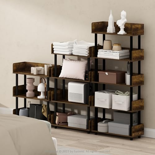 Furinno TURN-N-TUBE Display Shelf, 3-Tier Storage Shelves with Side Panels, Open Shelves Book Shelf with Rounded Corner Top Edges, for Organization and Storage, Living Room, Home Office, Amber Pine - color: Amber Pine/Black, size: 3-Tier Display Rack
