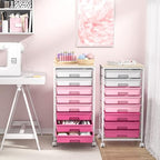 Rolling Cart with Drawers,Storage Cart with 8 Drawers and Wooden Tabletop,Utility Cart for Living Room,Classroom, Bedroom,Bathroom,Dorm,Office,Rose Pink - color: Rose Pink