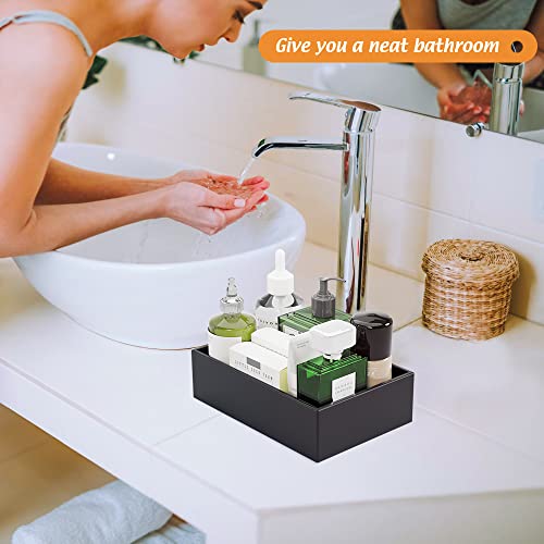 Black Bamboo Drawer Organizer - Silverware&Utensil Holder Organizer for Kitchen Drawers, Multi-Use Drawer Dividers Boxes for Bathroom Counter，Cabinet, Garage, Office Desk, Makeup, Jewelry (9"6"2.5") - color: Black, size: 9*6*2.5 inch