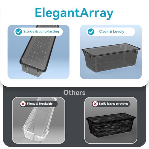 ElegantArray 12-Piece Drawer Organizer Set, 4 Sizes Versatile Plastic Vanity Organizer for Makeup, Stationery, Gadgets, in Kitchen, Bathroom, Office, and Bedroom, Black - color: Black, size: 12 PCS