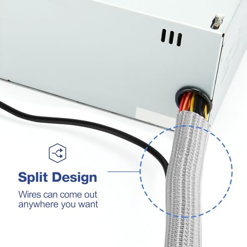 JOTO 1 Pack Cable Management Sleeve, 10 Feet Cord Organizer System with Zipper for TV Computer Office Home Entertainment, Flexible Cable Sleeve Wrap Cover Wire Hider System -Grey - color: Grey, size: 1 Pack, 10 Feet