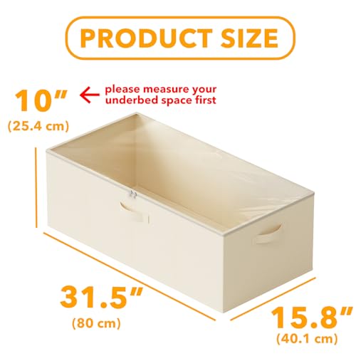 SpaceAid 4 Pack 10" High Under Bed Storage Containers, Large Underbed Storage Organizer Bins with Lids for Bedroom, Dorm, Clothes, Closet Organization, Bed Sheets and Blankets (Beige) - color: Beige