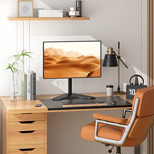 WALI Single Monitor Stand up to 32 Inch Screens, Freestanding Single Monitors Arm Desk Mount, Universal VESA Monitor Mount 75x75/100x100mm, Adjustable Height and Angle (MF001), Black - size: Single, style: Free-Standing