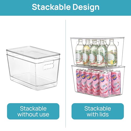 Vtopmart 6 Pack Clear Stackable Storage Bins with Lids,XLarge Plastic Containers with Handle for Pantry Organizer and Storage,Perfect for Kitchen,Fridge,Cabinet, Closet,Bathroom Organization - size: XL(13"L x 7.4"W x 7"H)