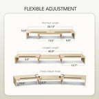 AMERIERGO Dual Monitor Stand Riser- 3 Shelf Screen Stand with Adjustable Length and Angle, 2 Extra Functional Slot Desktop Organizer Stand for PC, Computer, Laptop (Light Wood) - color: Light Wood