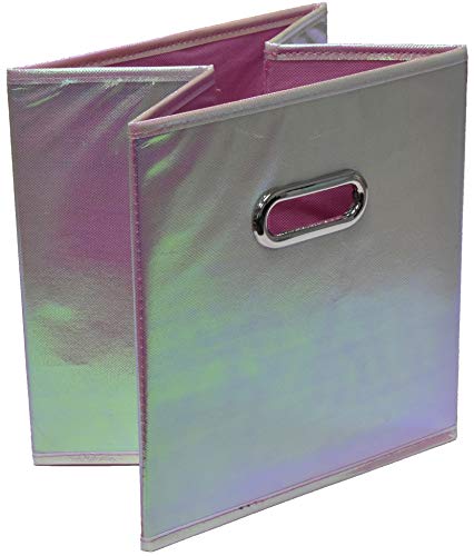 Handy Laundry 6-Pack Foldable Cube Storage Bins – Decorative Collapsible Organizer for Shelves, Closets, Underbed, Clothes, or Kids’ Toys (Shiny Pink) - color: Shiny Pink