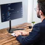 WALI Single Monitor Stand up to 32 Inch Screens, Freestanding Single Monitors Arm Desk Mount, Universal VESA Monitor Mount 75x75/100x100mm, Adjustable Height and Angle (MF001), Black - size: Single, style: Free-Standing