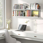 SRIWATANA Floating Wall Shelves, Rustic Wood Shelves Book Shelves Wall Mounted Ideal Room Decor (White) - color: White