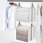 STORAGE MANIAC 2-Shelf Hanging Closet Organizer, Cloth Hanging Closet Shelf, Hanging Closets Baskets with Hooks for Dorm, Apt, Bedroom, College, Garment Rack, Wardrobe, Fabric with Mesh, Ivory - style: Ivory