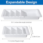 2 PCS Sliding Drawer Tray with Adjustable Dividers, Expandable Kitchen Storage Organizer, Sliding Drawer Bin, Expandable Drawer Organizer, Drawer Organizer Trays For Utensils, Flatware, Junks