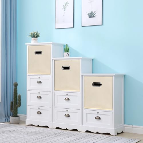 Black Foldable Storage Cubes Bins, Fabric Storage Box Cubes Organizer Baskets with Dual Handles for Home Organizer,Set of 6,(Creamy-White) - color: Creamy-White, size: 6 Pack