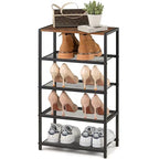 Narrow Shoe Rack for Front Door Entrance, Entryway, and Closet Shoe Organizer with 4 Sturdy Metal Mesh Shelves and Wooden Top, Holds 10 Pairs, Ideal for Storage or Display - size: 17"D x 10.24"W x 30.7"H