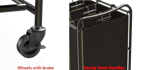 Simple Houseware Heavy Duty 3-Bag Laundry Sorter Rolling Cart, Bronze - color: Bronze