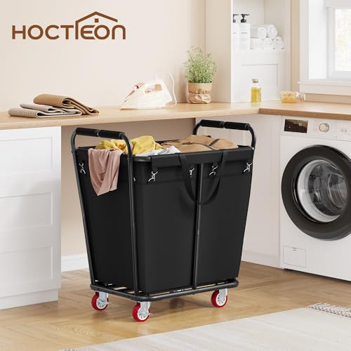 Hoctieon Large Laundry Cart with Wheels, 300L Heavy Duty Laundry Basket Organizer, Rolling Hamper Sorter for Clothes Storage, Industrial Dirty Clothes Hamper for Home & Hotel, Black - color: Black, size: 300L