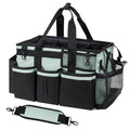 SCAVATA Wearable Cleaning Caddy, Cleaning Caddy Supplies Organizer with Handle & Shoulder Straps for Housekeepers, Under Sink & Car Cleaning Tool Organizers Bag with 4 Foldable Divider (Celadon) - color: Celadon