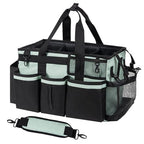 SCAVATA Wearable Cleaning Caddy, Cleaning Caddy Supplies Organizer with Handle & Shoulder Straps for Housekeepers, Under Sink & Car Cleaning Tool Organizers Bag with 4 Foldable Divider (Celadon) - color: Celadon