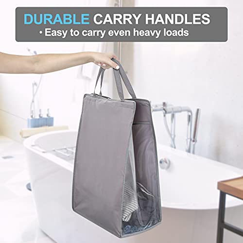 Fentec Hanging Laundry Hamper, Hanging Laundry Basket, Slim Laundry Hamper Bag with Handles, Portable Hanging Closet Hamper, Mesh Heavy Duty Hanging Laundry Bag Grey 2 Pack - color: Grey, size: 2 Pack-One section