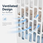 Rectangular Laundry Hamper, Slim Plastic Clothes Basket with Ventilation Holes, Lightweight Open Top Design for Small Spaces, White (2)
