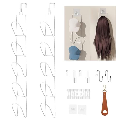 10 Pack Over The Door Hat Organizer for baseball caps | Multi-Functional Baseball Hat Rack for Closet | Wall Mounted Hat s torage organizer | 5 types of accessories cap holder stand w hooks ,White - color: 10pcs White, size: Trapezoidal Ring