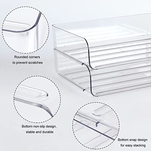 2 Pack Stackable Desk Letter Paper Tray, A4 Clear Plastic Desk File Organizer Letter Tray, Desktop File Paper Organizer with Anti-Skid Design for Office Desktop