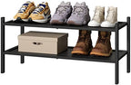 kiplant 2-Tier Black Bamboo Shoe Rack, Stackable Bamboo Wood Shoe Rack for Closet, Entryway & Hallway - color: Black, size: 2-Tier