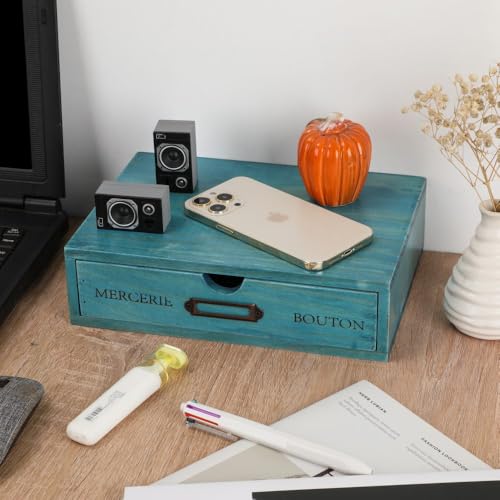 Wooden Storage Box Apothecary Drawers Vintage Wooden Drawers Wood Desktop Organizer Countertop Storage Box Library Card Catalog Cabinet Apothecary Cabinet（BLUE） - color: BLUE01