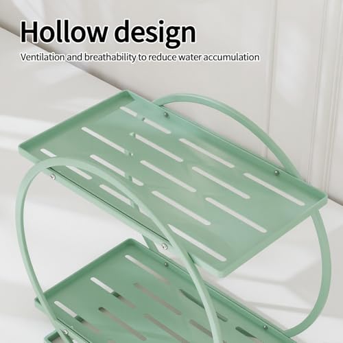 Green Perfume Organizer for Dresser, 2-Tier Bathroom Counter Organizers, Elegant Round Makeup Organizer for Vanity, Versatile Bathroom Tray Countertop Shelf, Compact Skincare Storage - color: Green