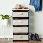 Juvale 4-Tier Dresser for Bedroom - 16.5 in L x 13 in W x 33 in H, Beige, Metal & Fabric - Freestanding Closet Organizer with Fabric Storage Drawers - Narrow Dresser & Cabinet with Drawers - color: Beige