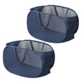 2 Piece Popup Mesh Laundry Basket Durable Handles Collapsible Laundry Baskets Folding Clothes Pastic Hamper for Laundry Room College Dorm (2 x Navy Blue) - color: 2 x Navy Blue