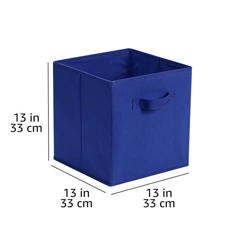 Amazon Basics Collapsible Fabric Storage Bins, Cube Organizer with Handles, 13"x13"x13", Navy, 6-Pack - color: Navy, size: 13"x13"x13"