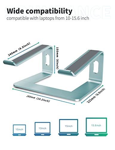 SOUNDANCE Laptop Stand, Aluminum Computer Riser, Ergonomic Laptops Elevator for Desk, Metal Holder Compatible with 10 to 15.6 Inches Notebook Computer, Aquamarine - color: G-Aquamarine, size: For 10 to 15.6 Inches Laptop