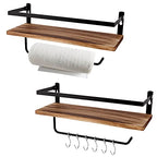 PHUNAYA Floating Shelves,Wall Mounted Shelf for Kitchen,Living Room,Bedroom,Bathroom Storage,Rustic Wood,Set of 2(Carbonized Black) - color: Carbonized Black