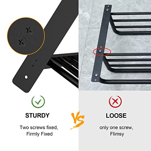 Hotel Towel Racks for Bathroom Wall Mounted, BETHOM 24 Inch Towel Shelf for Bathroom, 3-Tier Bathroom Towel Rack with Tower Bars, Matte Black - color: Matte Black, size: 24IN (1 Bar)