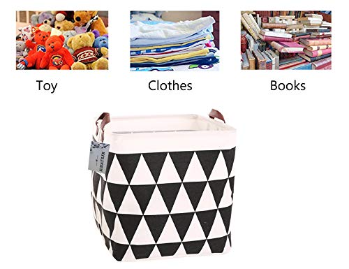 Square Canvas Toy Storage Bins Basket with Handle Collapsible Toy Organizer for Nursery Storage, Kid's Toy & Laundry, Gift Basket (Black Triangle) - color: Black Triangle