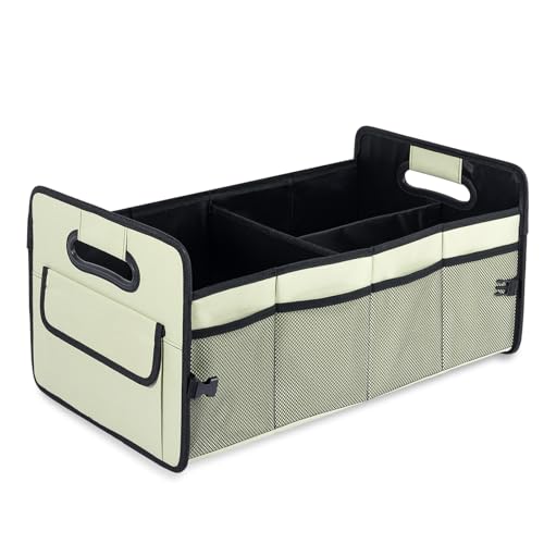 JiatuA Car Trunk Organizer, Car Organizers and Storage Collapsible Multi Compartment Container Box, Adjustable Car Accessories for SUV Sedan Truck, Standard Size, Light Green - color: Light Green, size: Standard