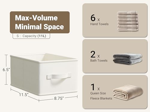 LayerSpace 3 Pack Fabric Storage Bins for Shelves | 11.5x8.75x6.5in Storage Baskets | Fabric Closet Organizers and Storage Bins with Handles Home Organization| Linen Clothes Bins | White & Ivory - color: White & Ivory, size: 3pcs-11.5"x8.75"x6.5"
