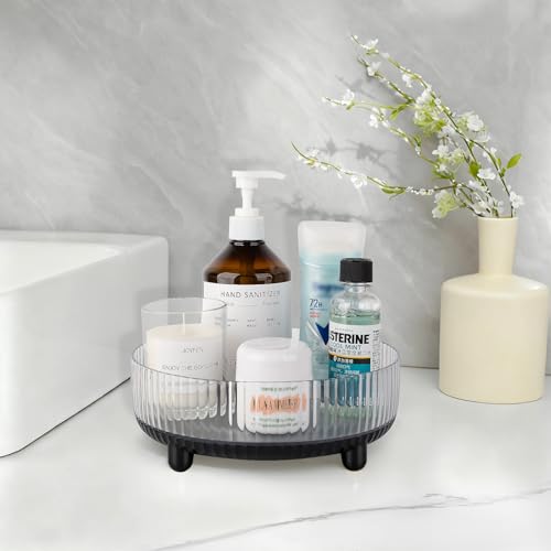 Anyoifax 360 Rotating Makeup Organizer Perfume Tray Skincare Holder Spinning Cosmetic Storage Bathroom Countertop Organizer Lazy Susan Turntable for Dresser, Vanity, Kitchen, Small Black - color: Black, size: 9"