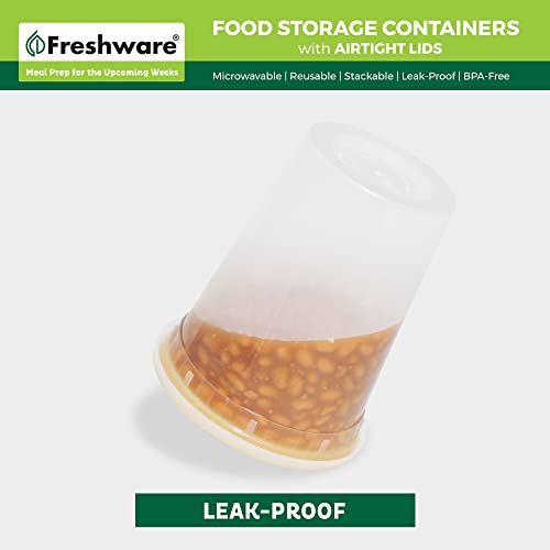 Freshware Food Storage Containers with Lids [60 Pack 8, 16, 32 oz, 20 sets each size] Plastic Deli Containers, Meal Prep Containers, Microwave and Freezer Safe, Stackable, Leakproof, BPA Free, Clear - size: 8, 16, 32 oz - 60 Mix Set