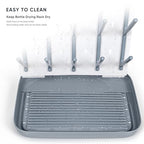 Termichy Baby Bottle Drying Rack: Large Vertical Bottle Dryer Rack Holder - Space Saving Standing Drying Rack for Baby Bottles and Pump Part Cleaning (Gray) - color: Gray