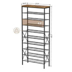 10-Tier Tall Shoe Rack, Large Capacity Shoe Shelf Holds40-45 Pairs, Shoe Shelf for Entryway, Hallway, Living Room, Rustic Brown - color: Rustic Brown, size: 27.8" x 10.8" x 65.7"