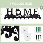 Key Holder Wall Mount, Metal Adhesive Key Hanger with 10 Hooks, 2 Installation Methods, Black - style: 10 Hooks