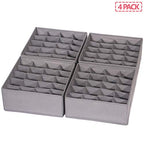 DIOMMELL 4 Pack Foldable Cloth Storage Box Closet Dresser Drawer Organizer Fabric Baskets Bins Containers Divider for Clothes Underwear Socks Lingerie Clothing, M Grey 40-0000 - color: Grey